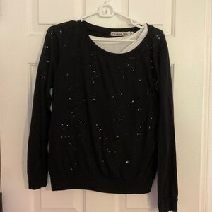 Micheal Stars Black Distressed Long Sleeve Tee